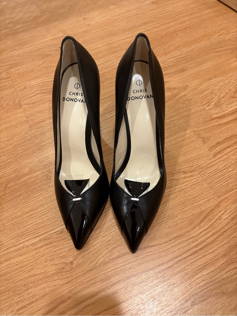Chris Donovan Black Patent Pointed Toe Pumps